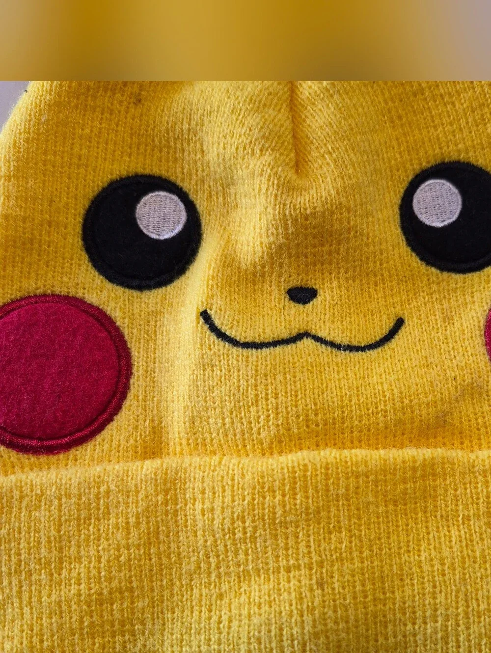 Pokémon Pikachu Yellow Winter Cuffed Beanie Hat with Ears Embroidered